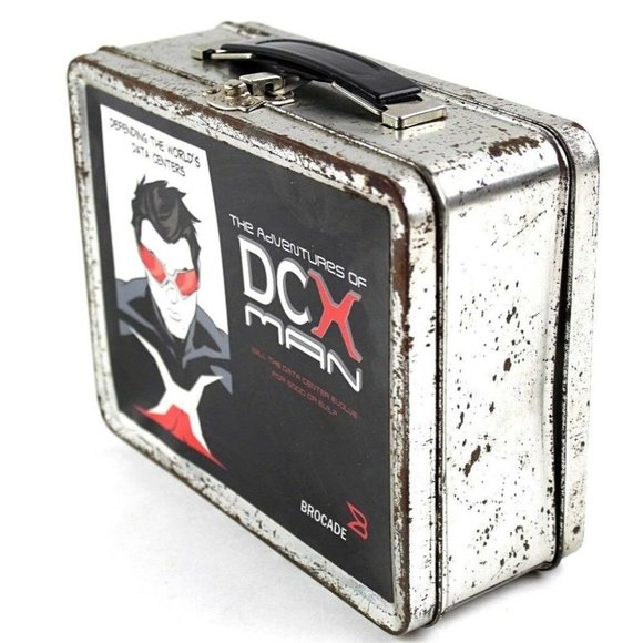 VTG Adventures of DCX Man Metal Lunchbox Brocade 7 5/8" w x 3 1/8" d x 6” high - Picture 2 of 6